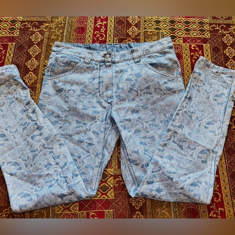 Isabel Marant Étoile Floral Blue linen Denim jeans Sz 38 or 4
